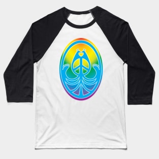 Peace, Love, and Peacocks (Rainbow w/Blue) Baseball T-Shirt